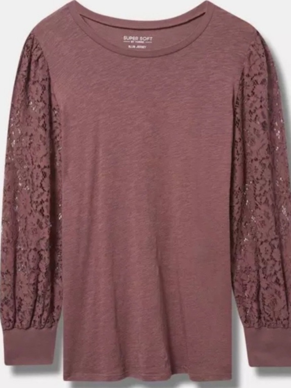 Torrid 3  Mauve Lace-Sleeve Long Sleeve Top